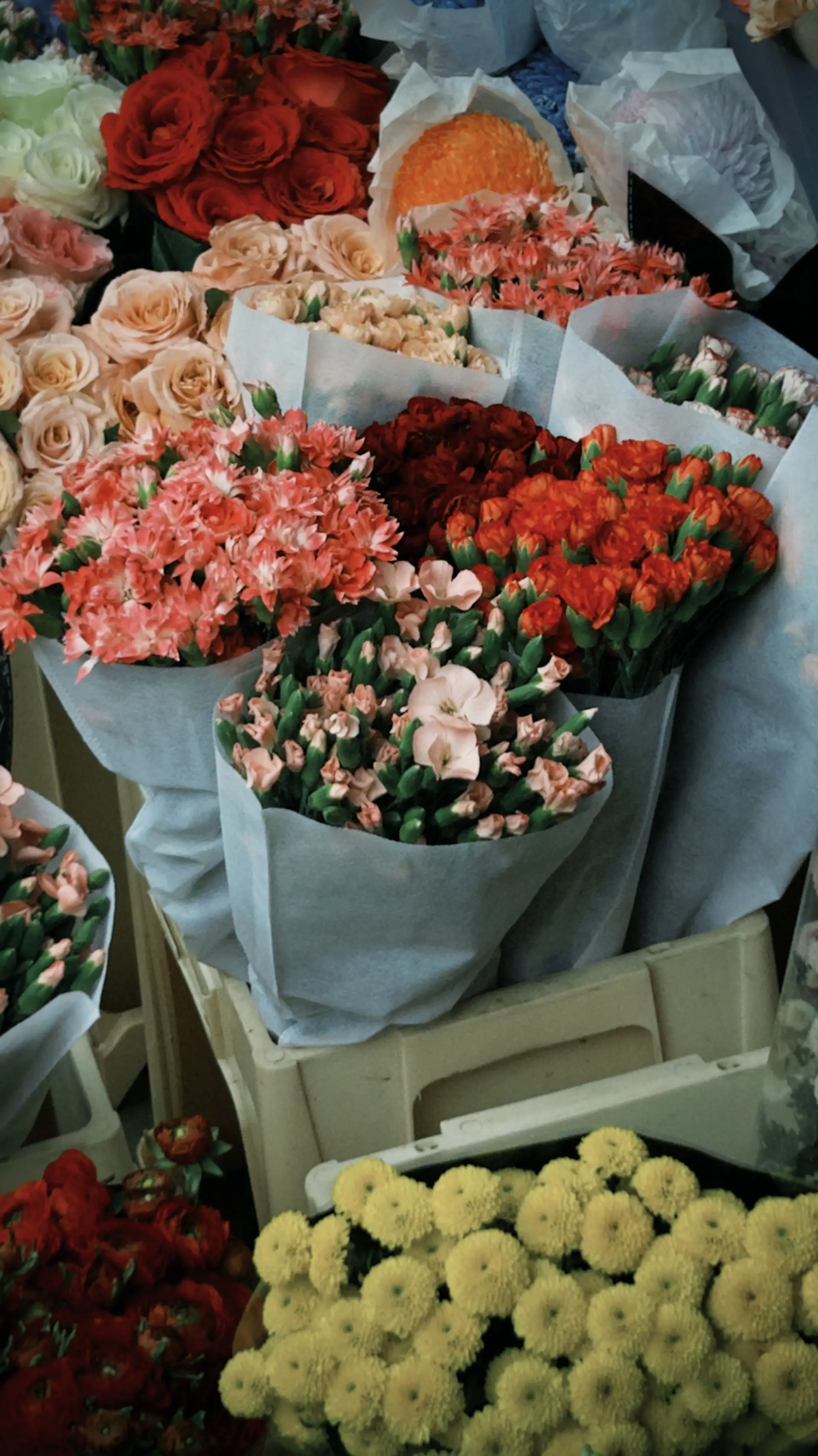 Market fresh flower market display