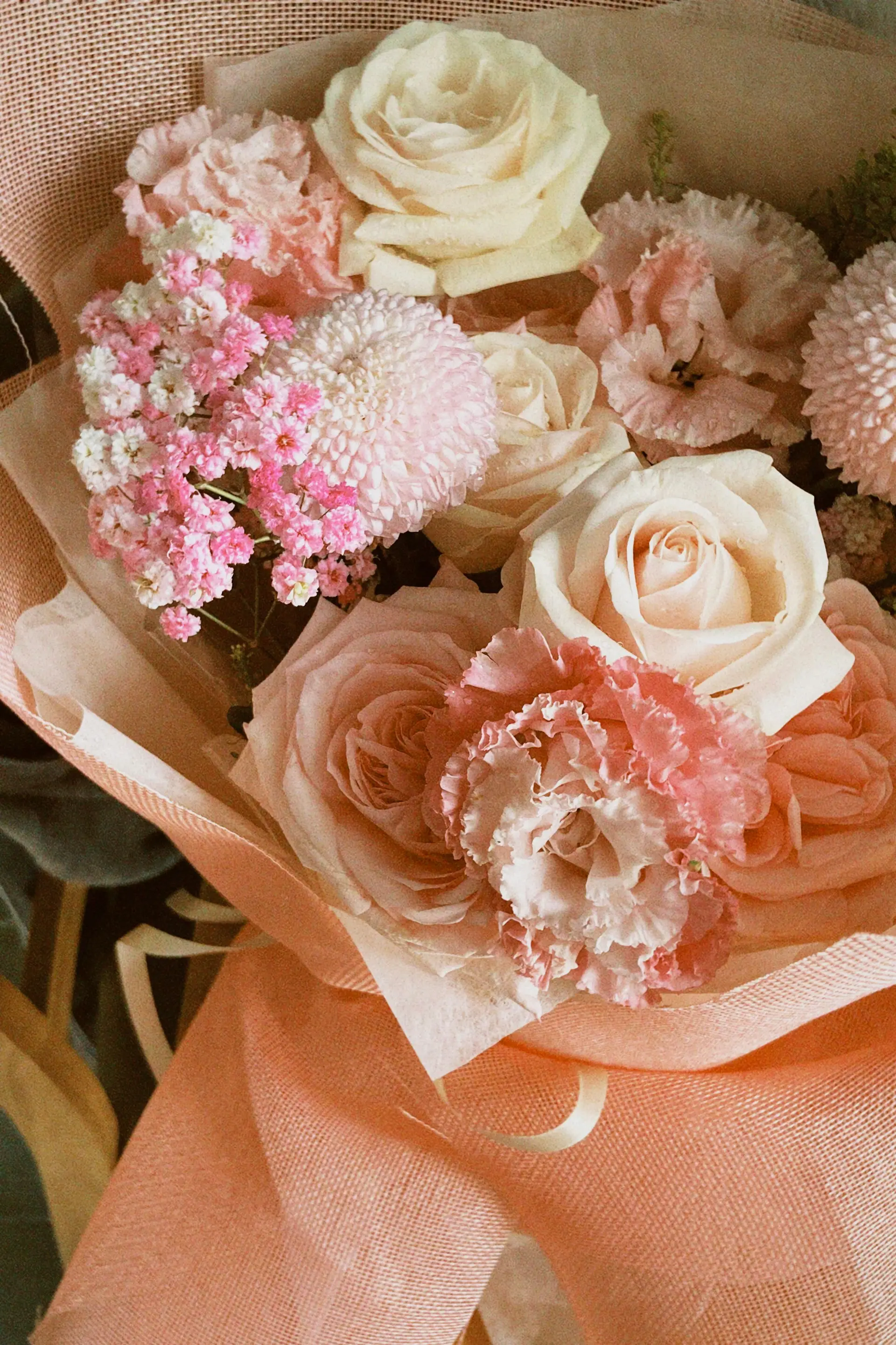Pink and white rose arrangement