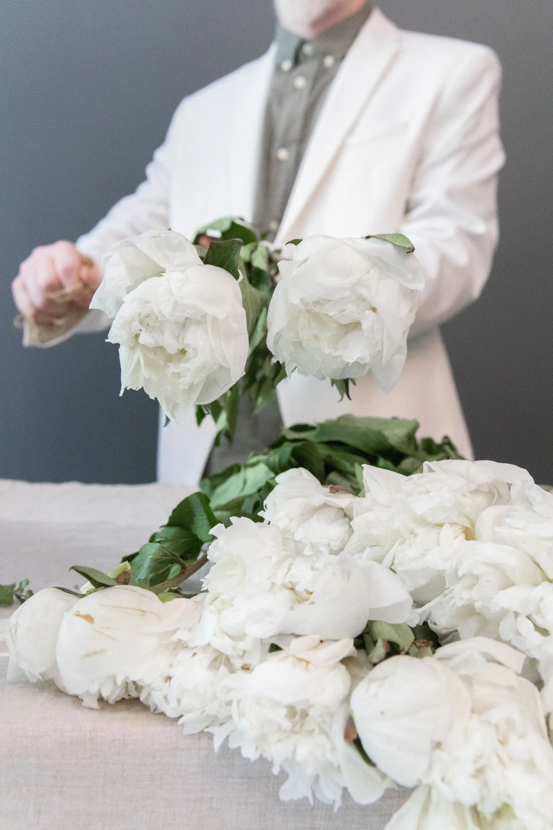 Florist at work in the atelier
